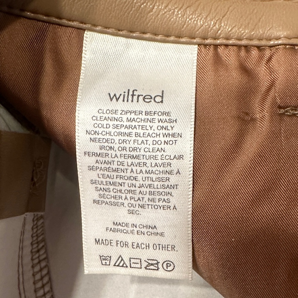 Aritzia Wilfred The Melina Straight Leg Faux Leather Brown Pants - Picture 8 of 11